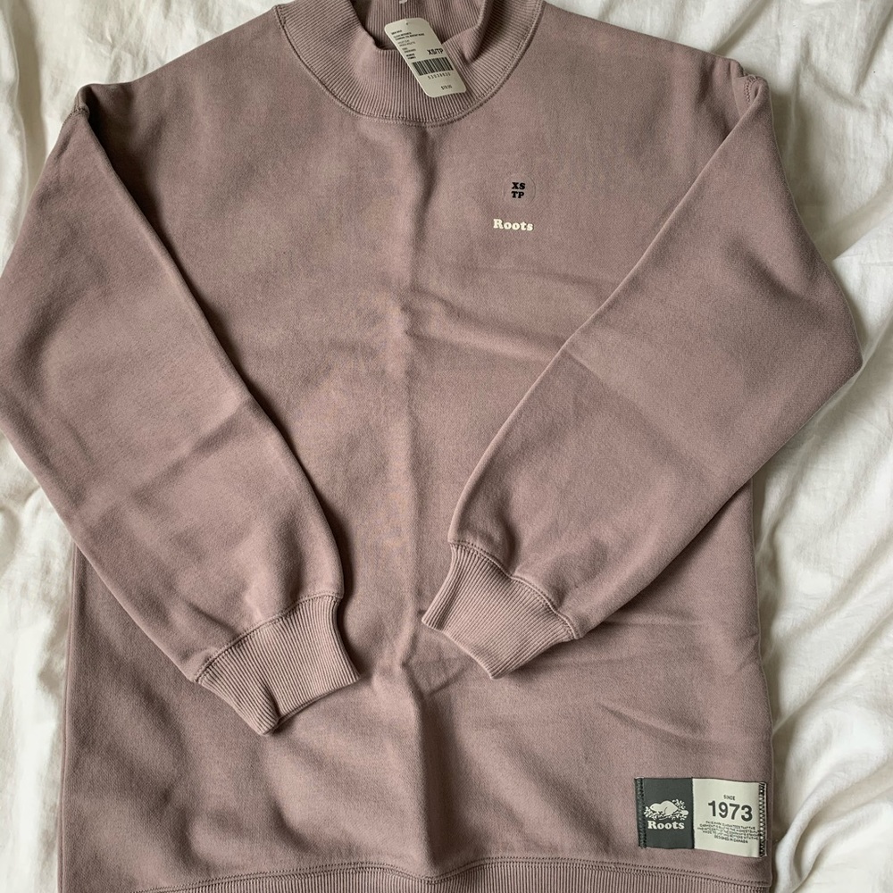 roots lavender purple mockneck sweater